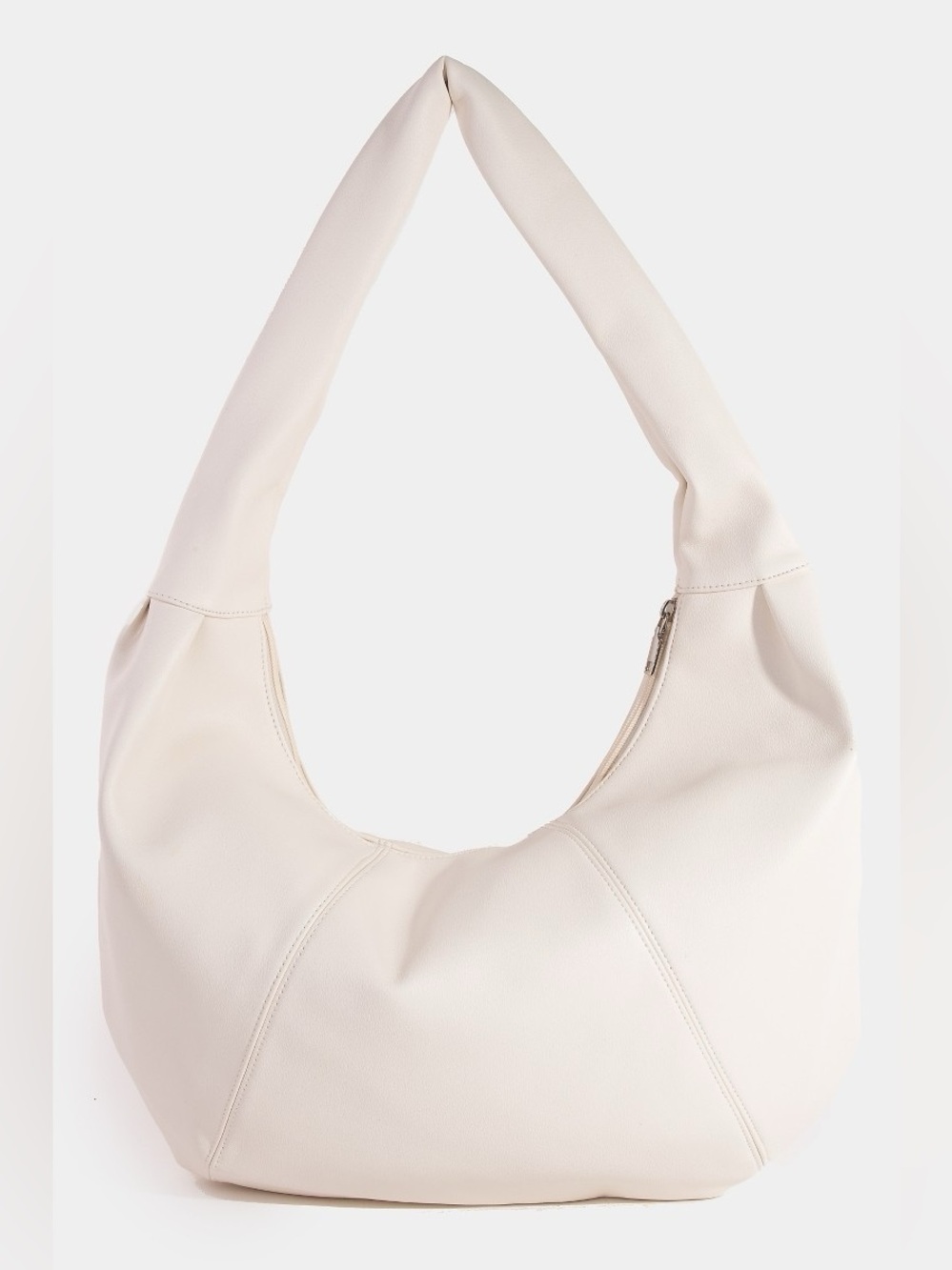 Fame Panel Stitch Crescent Leather Shoulder Bag